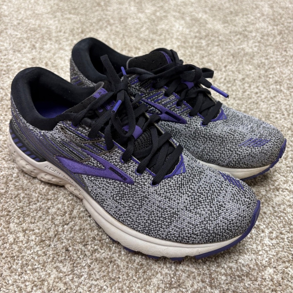 Brooks Adrenaline GTS 19 Women Comfort Running Shoes Gray Purple Black Size 8.5B